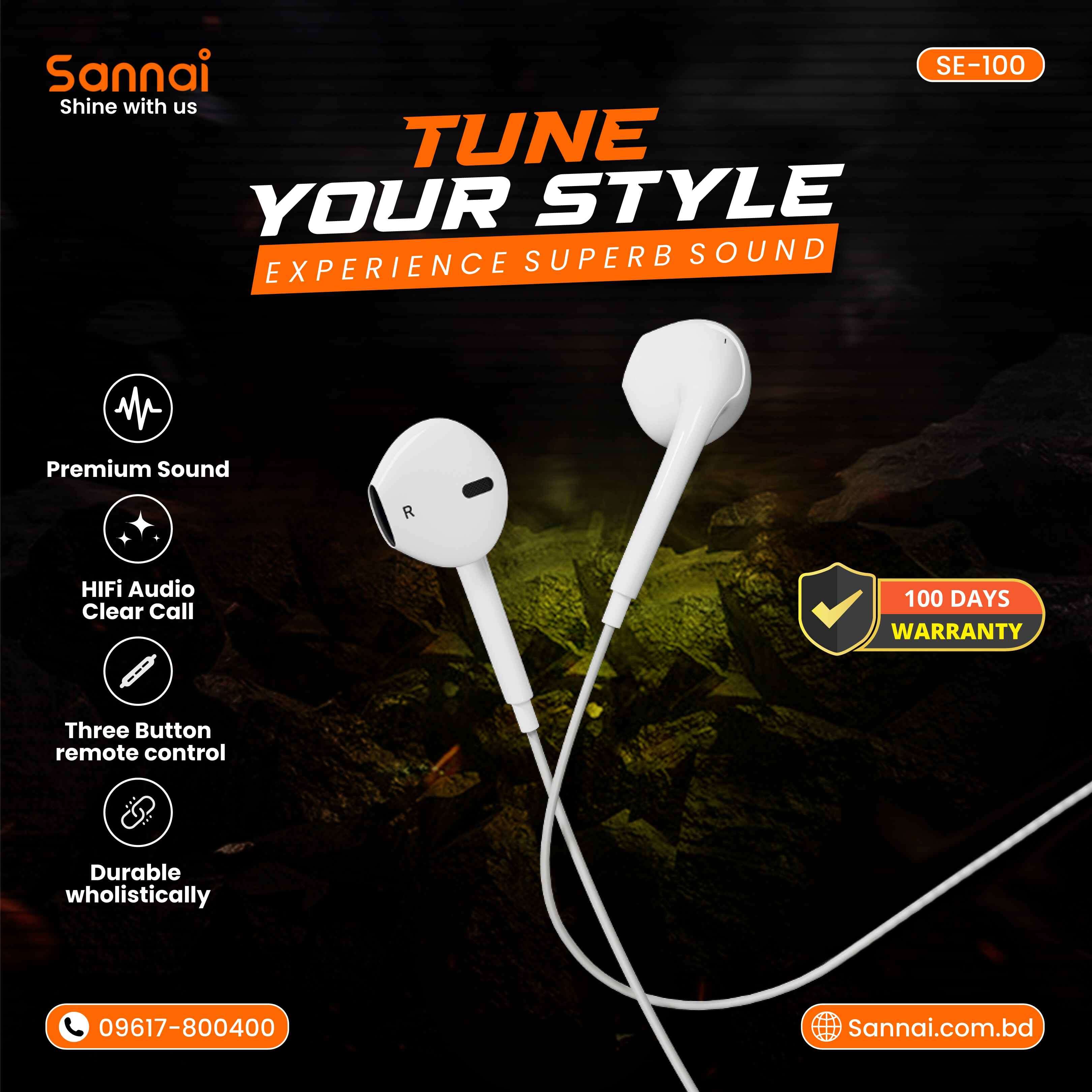 Sannai SE-100 Super Bass Earphone